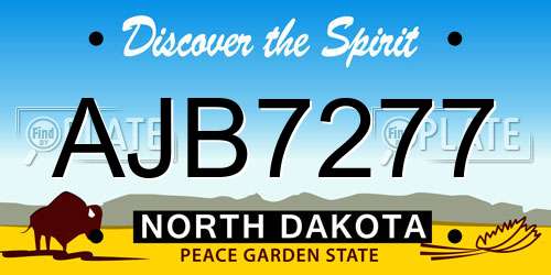 AJB7277 North Dakota License Plate