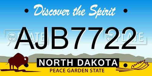 AJB7722 North Dakota License Plate