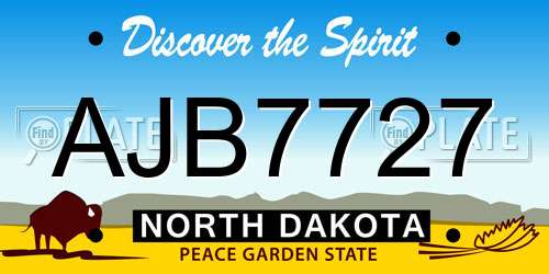 AJB7727 North Dakota License Plate