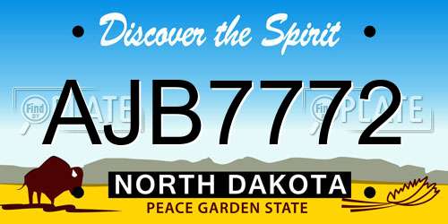 AJB7772 North Dakota License Plate
