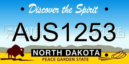 AJS1253 North Dakota License Plate