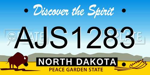 AJS1283 North Dakota License Plate