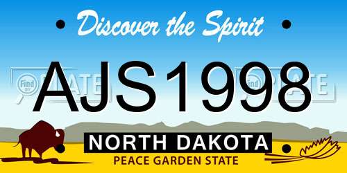 AJS1998 North Dakota License Plate