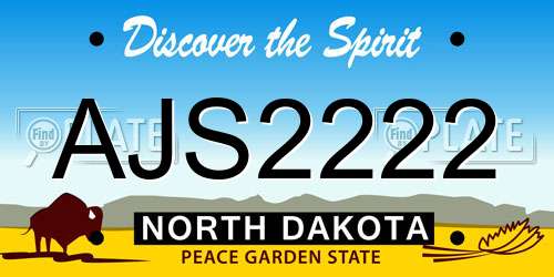 AJS2222 North Dakota License Plate