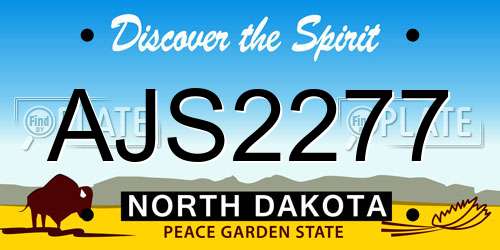 AJS2277 North Dakota License Plate