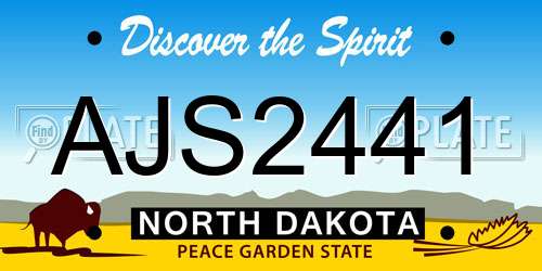 AJS2441 North Dakota License Plate