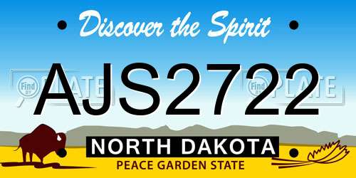AJS2722 North Dakota License Plate