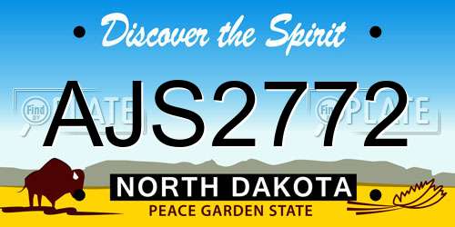 AJS2772 North Dakota License Plate