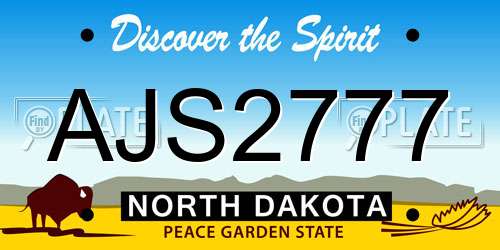 AJS2777 North Dakota License Plate