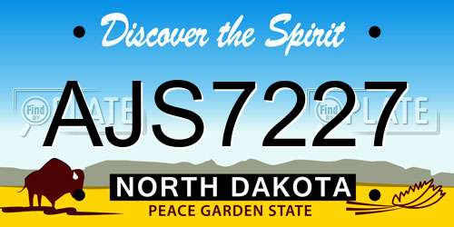 AJS7227 North Dakota License Plate