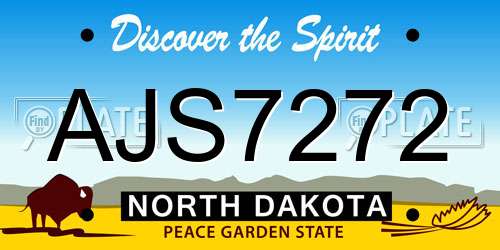 AJS7272 North Dakota License Plate