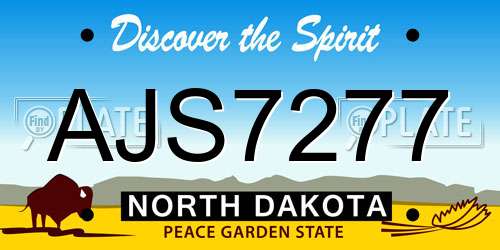 AJS7277 North Dakota License Plate