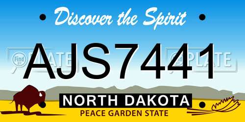 AJS7441 North Dakota License Plate