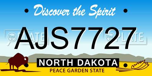 AJS7727 North Dakota License Plate