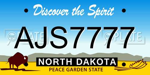 AJS7777 North Dakota License Plate