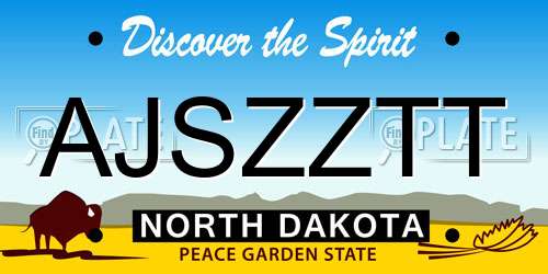AJSZZTT North Dakota License Plate