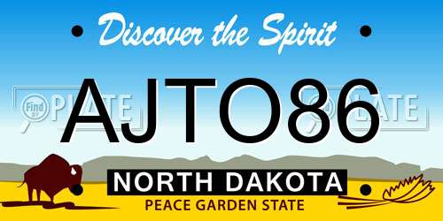 AJTO86 North Dakota License Plate