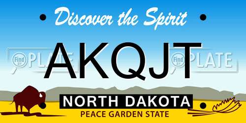 AKQJT North Dakota License Plate