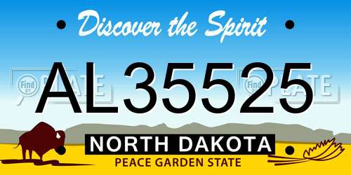 AL35525 North Dakota License Plate