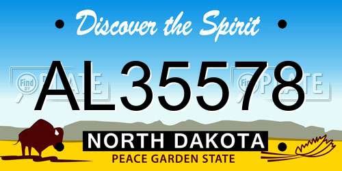 AL35578 North Dakota License Plate
