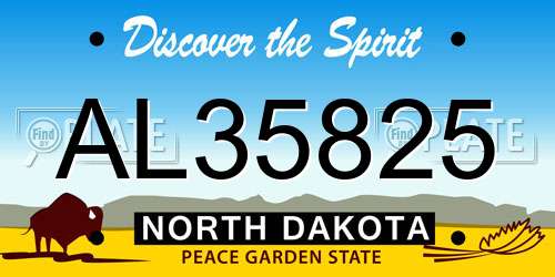 AL35825 North Dakota License Plate
