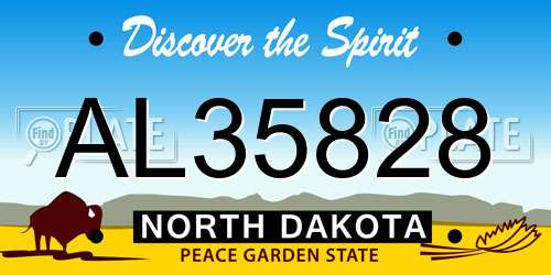 AL35828 North Dakota License Plate