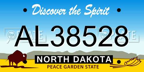 AL38528 North Dakota License Plate