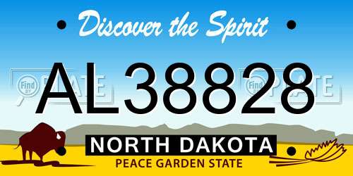AL38828 North Dakota License Plate