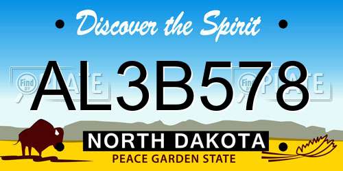 AL3B578 North Dakota License Plate