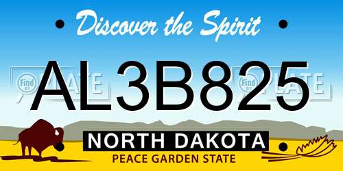 AL3B825 North Dakota License Plate
