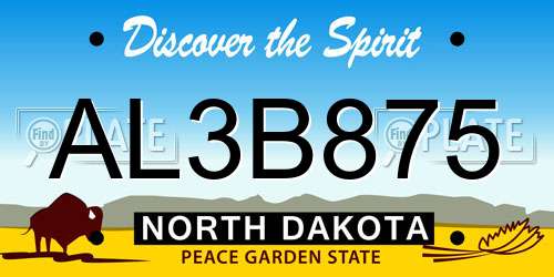 AL3B875 North Dakota License Plate
