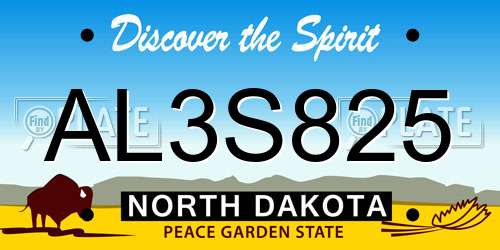 AL3S825 North Dakota License Plate