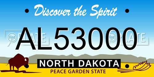 AL53000 North Dakota License Plate