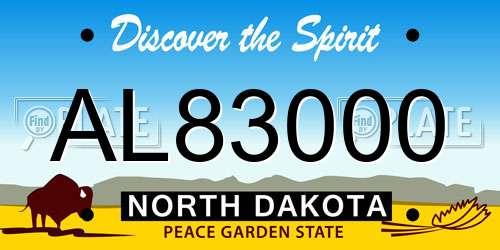 AL83000 North Dakota License Plate