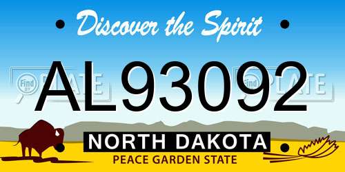 AL93092 North Dakota License Plate