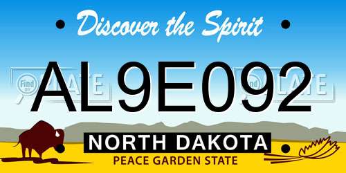 AL9E092 North Dakota License Plate