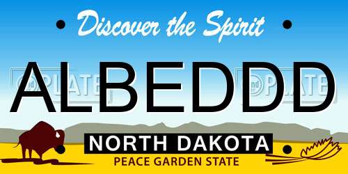 ALBEDDD North Dakota License Plate