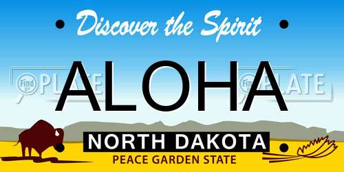 ALOHA North Dakota License Plate
