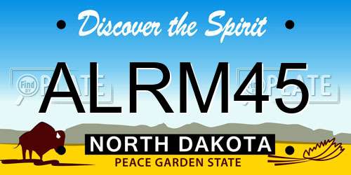 ALRM45 North Dakota License Plate