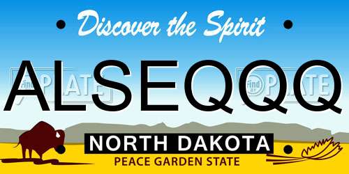 ALSEQQQ North Dakota License Plate