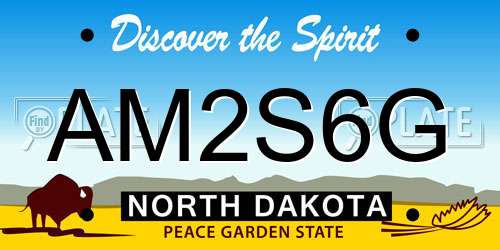AM2S6G North Dakota License Plate