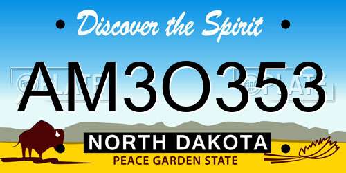 AM3O353 North Dakota License Plate