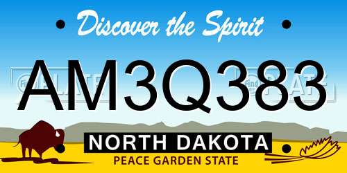 AM3Q383 North Dakota License Plate
