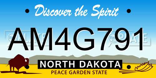 AM4G791 North Dakota License Plate