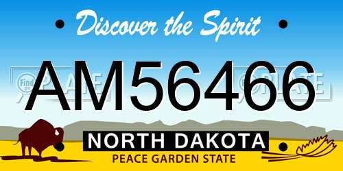 AM56466 North Dakota License Plate