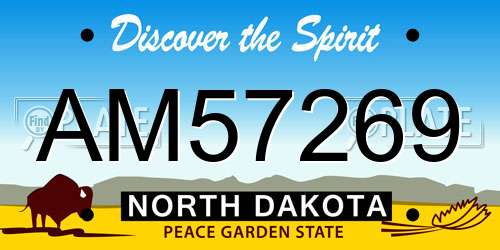 AM57269 North Dakota License Plate