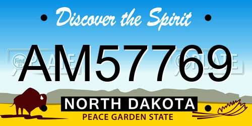 AM57769 North Dakota License Plate