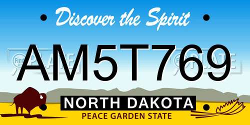 AM5T769 North Dakota License Plate