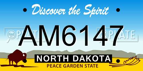 AM6147 North Dakota License Plate