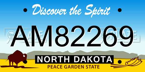 AM82269 North Dakota License Plate